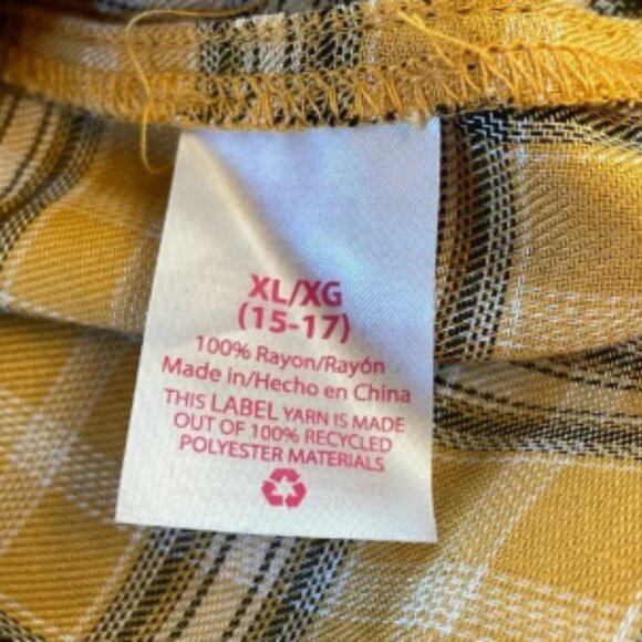 No Boundaries Yellow Plaid Tank Top Junior's XL Bandeau Babydoll Y2K New - Picture 6 of 6